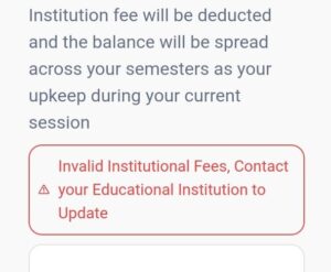 screenshot of a problem faced by an applicant for the NELFUND student loan in Nigeria
