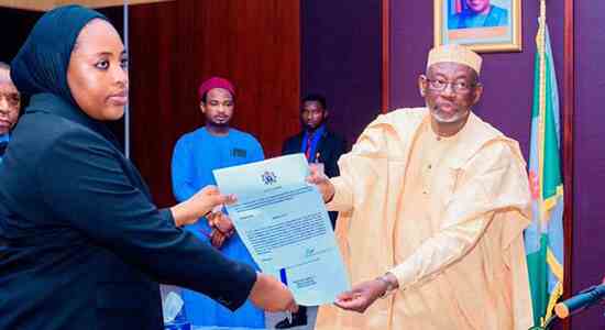 Governor Umar Namadi of Jigawa presents appointment letter to Justice Nilfa Gambo