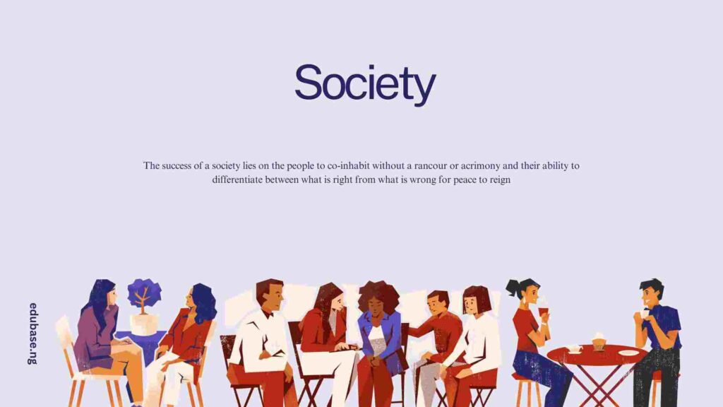 a pictorial of people sitting in group to illustrate the meaning of a society