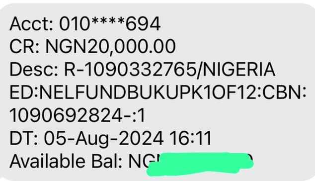 screenshot of evidence of credit alert from NELFUND