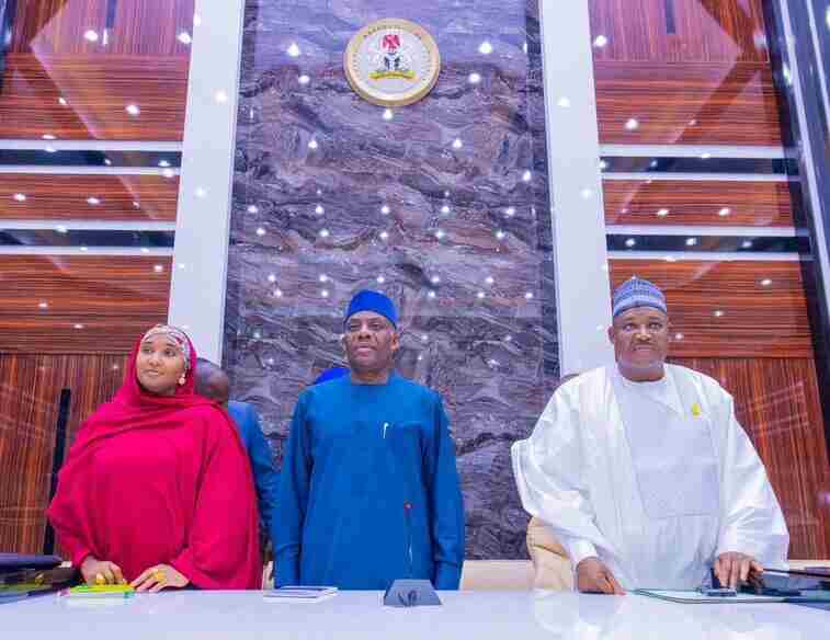 Photo of Minister of Education, Tunji Alausa; Minister of State for Education, Dr. Suwaiba Said Ahmad, and the Permanent Secretary