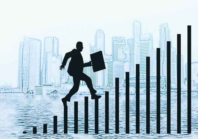 illustration showing a man making progress to a higher position illustrating career paths