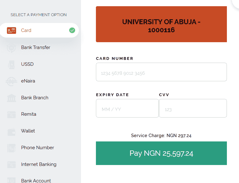 UNIABUJA Top-Up Programme Application portal