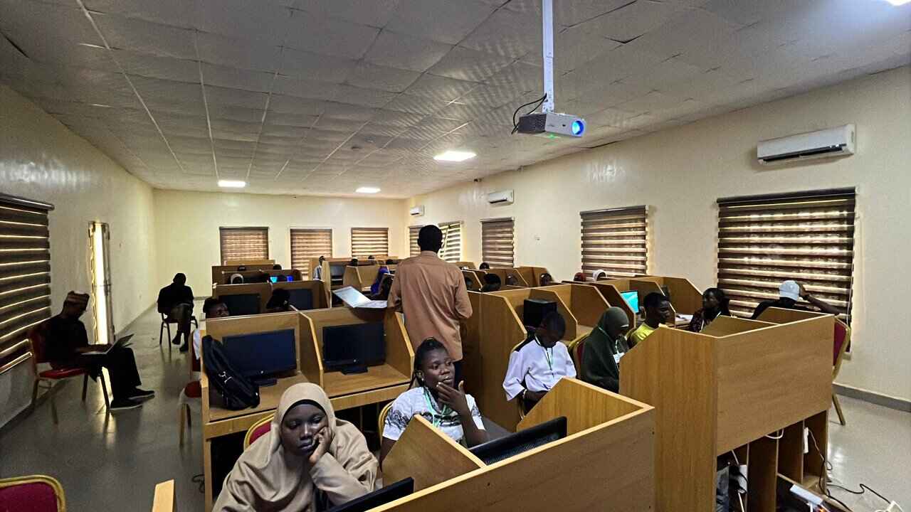 photo shows candidates during POST-UTME exam in Ahmadu Bello University
