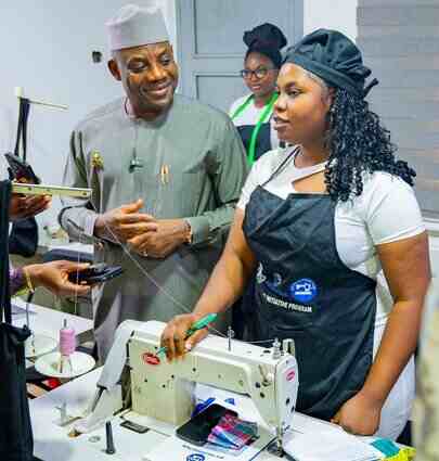 Photo shows Tunji alausa at TVET training centre in Abuja