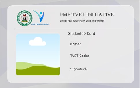 TVET ID card for shortlisted trainees